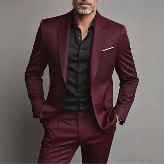 Slim Fit Herrenanzug für Gala & formelle Anlässe - Cecile LavelleBordeaux