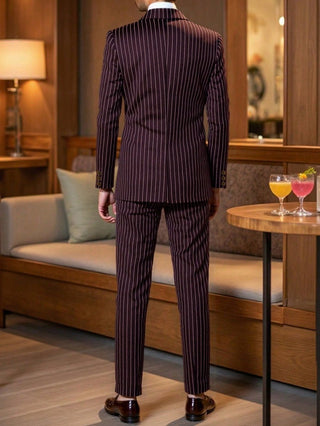 Slim Fit Nadelstreifen Anzug für die Hochzeit - Cecile LavelleBordeaux