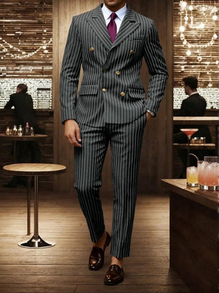 Slim Fit Nadelstreifen Anzug für die Hochzeit - Cecile LavelleGrau