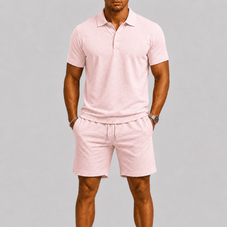 Slim Fit Sommer Zweiteiler Mit Polohemd Und Shorts - Cecile LavelleRosa