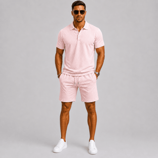 Slim Fit Sommer Zweiteiler Mit Polohemd Und Shorts - Cecile LavelleSchwarz