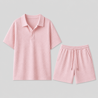 Slim Fit Sommer Zweiteiler Mit Polohemd Und Shorts - Cecile LavelleSchwarz