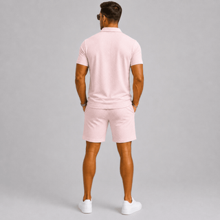 Slim Fit Sommer Zweiteiler Mit Polohemd Und Shorts - Cecile LavelleSchwarz