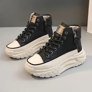 Sneaker Damen mit Plateausohle in Schwarz