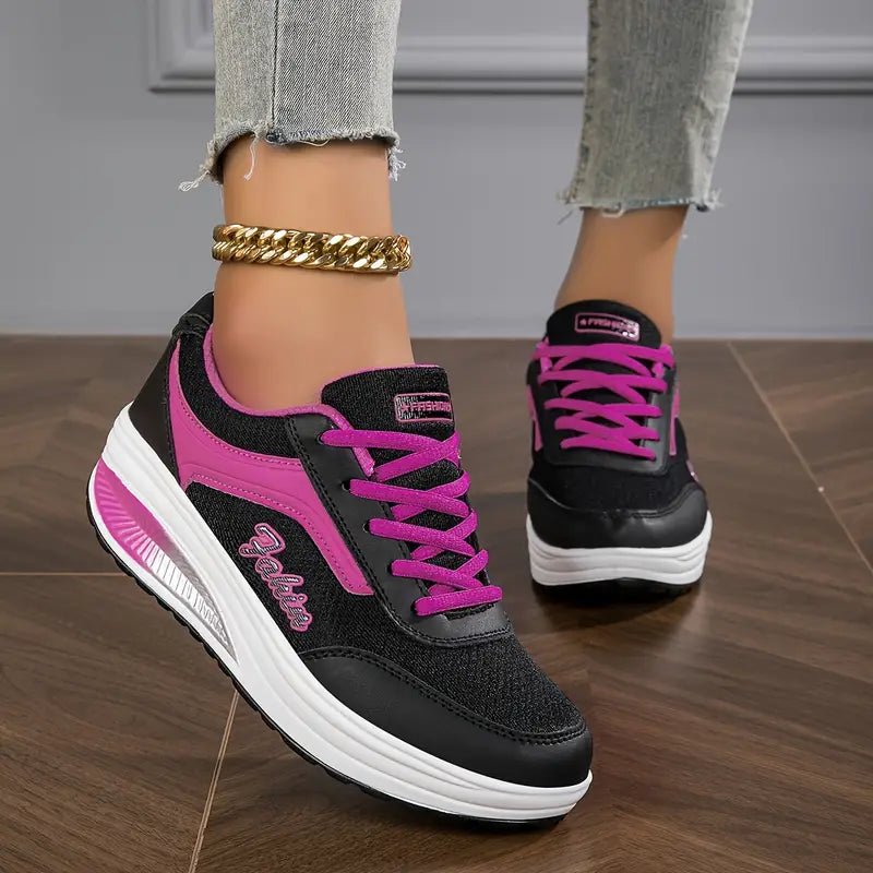 Women's platform sneakers with laces, comfort