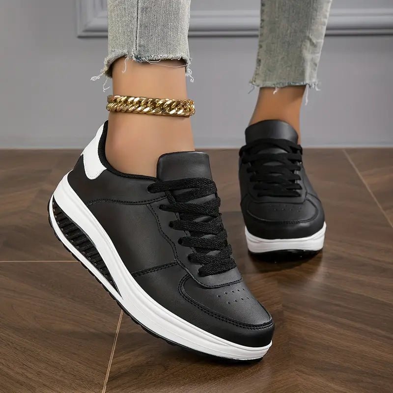 Women's platform sneakers with laces, comfort