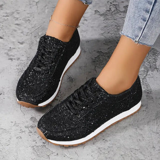 Sneaker Damen Schnürschuh in Schwarz
