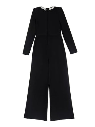 solène – velvet schwarzer Jumpsuit mit Strass - Dekolleté - Cecile LavelleSchwarz