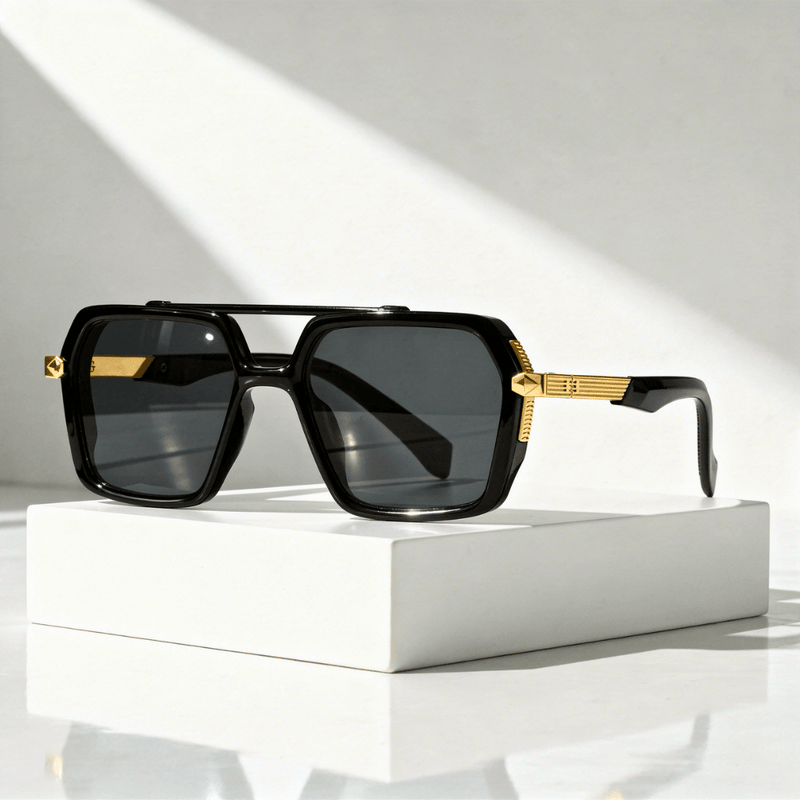 Square sunglasses UV400 with metal temples
