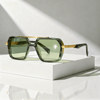 Sonnenbrille quadratisch UV400 mit Metallbügeln - Cecile LavelleGrün