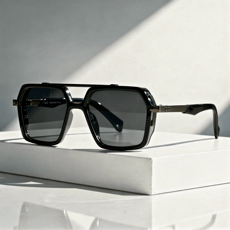 Square sunglasses UV400 with metal temples