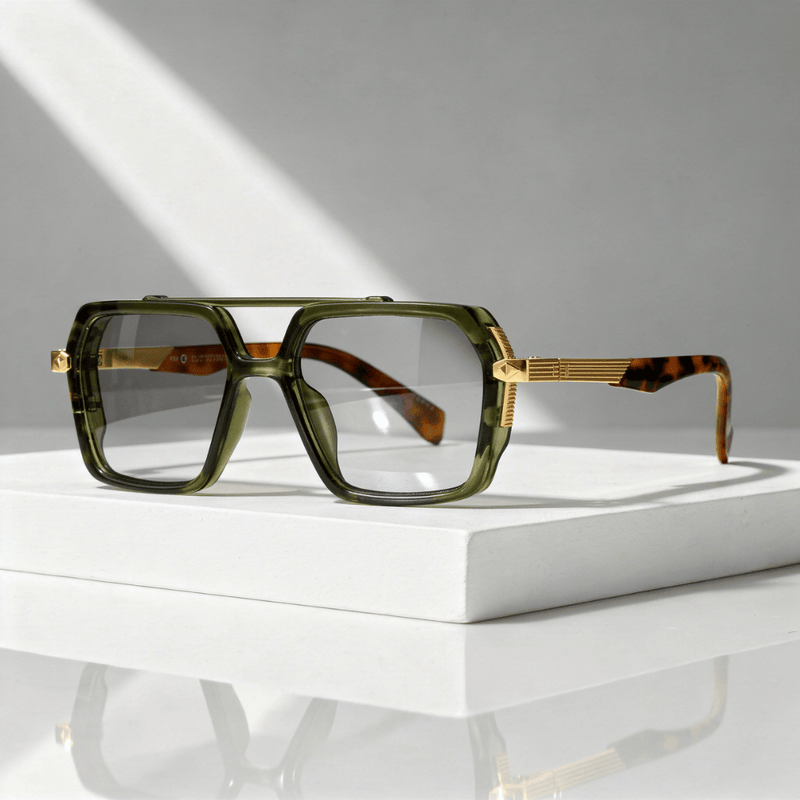 Square sunglasses UV400 with metal temples