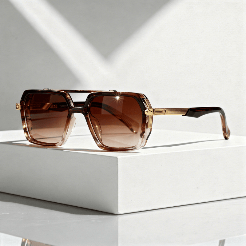 Square sunglasses UV400 with metal temples