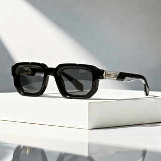 Sonnenbrille rechteckig UV400 mit Acetat-Look - Cecile LavelleSchwarz