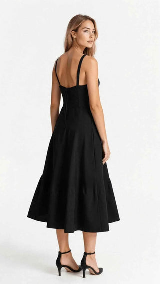 Sophie – Feminines Korsett Midikleid mit Sweetheart - Ausschnitt - Cecile LavelleSchwarz