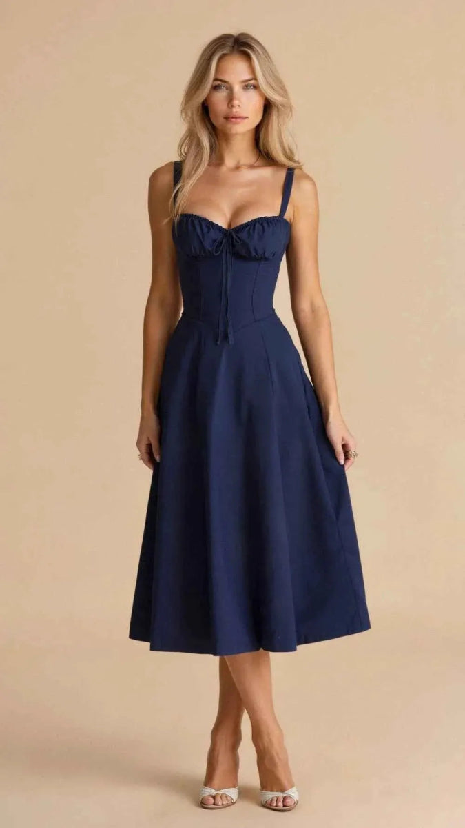 Sophie – Feminines Korsett Midikleid mit Sweetheart-Ausschnitt