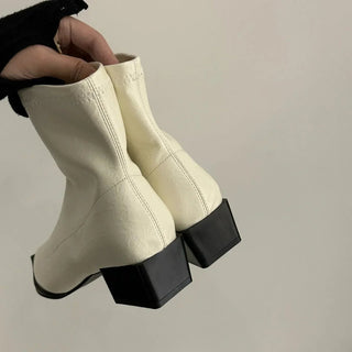 Spitze Stiefel Damen Blockabsatz - Cecile LavelleBraun
