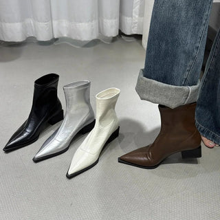 Spitze Stiefel Damen Blockabsatz - Cecile LavelleBraun