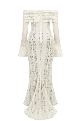 Spitzen - Maxikleid mit Raffung - Cecile LavelleWeiß