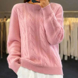 Weit geschnittener Pullover mit Zopfmuster