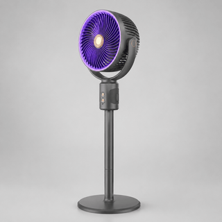 Stand ventilator mit Akku höhenverstellbar - Cecile LavelleOhne Kopfbewegung – Grau/Lila