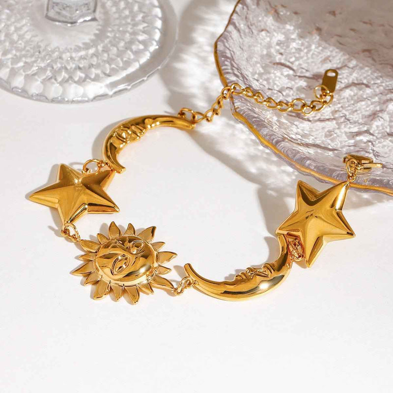 Stella – Bracelet with sun, moon, and stars in a celestial design