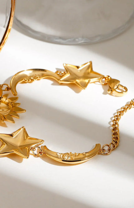 Aurora - bracelet pour femme avec motif soleil, lune et étoile