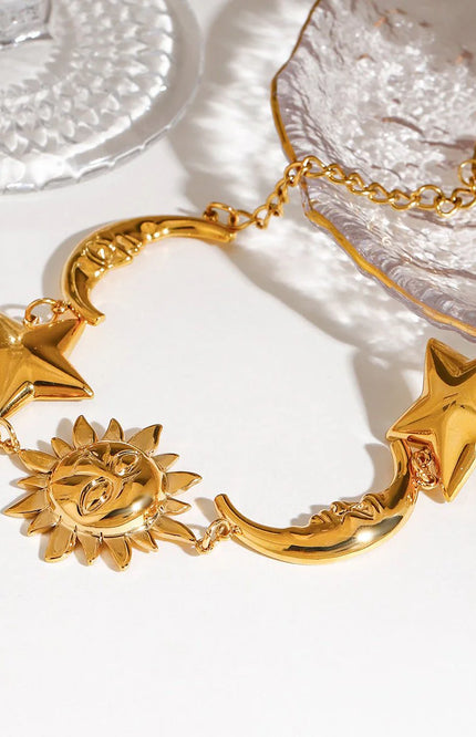 Aurora - bracelet pour femme avec motif soleil, lune et étoile