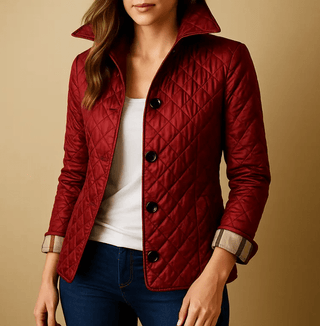 Steppjacke Damen Hüftlang Casual - Cecile LavelleBurgunderrot