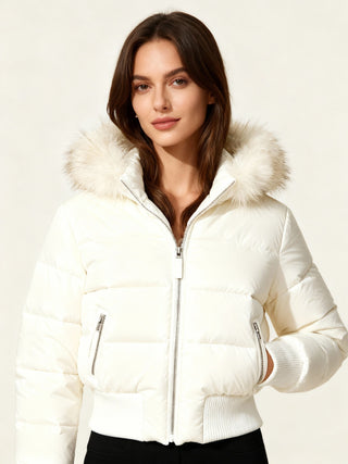 Steppjacke Damen Mit Kapuze in Weiß