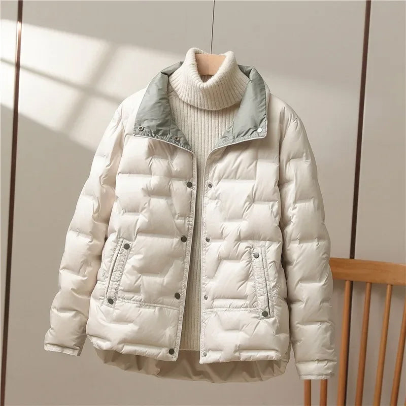 Women's Quilted Jacket with Stand-Up Collar
