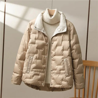 Steppjacke Damen Mit Stehkragen in Khaki