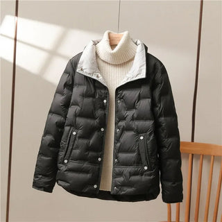 Steppjacke Damen Mit Stehkragen in Schwarz