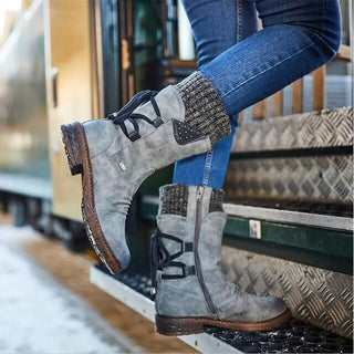 Stiefel Damen mit Reißverschluss in Grau