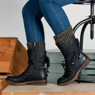 Stiefel Damen mit Reißverschluss in Schwarz