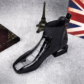Stiefeletten Damen Elegant mit Schnallen Schwarz