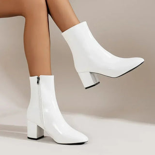 Stiefelette Damen Spitz Zehenpartie in Weiß