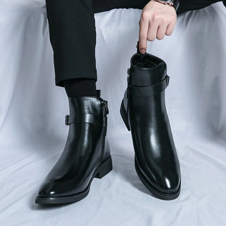 Stiefelette Herren mit Schnalle in Schwarz