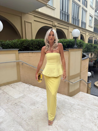 Strapless Maxi - Kleid mit Taillenschlitz - Cecile LavelleGelb