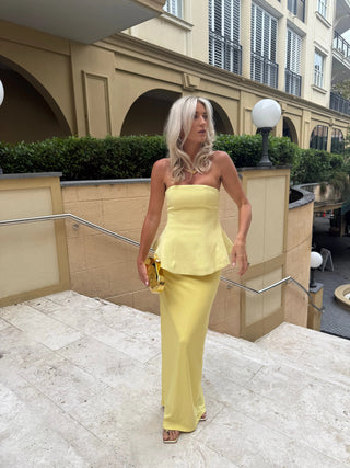 Strapless Maxi - Kleid mit Taillenschlitz - Cecile LavelleGelb