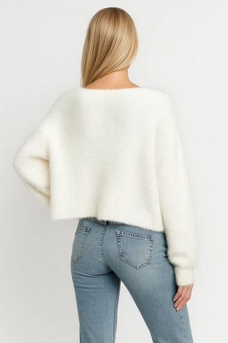 Strickjacke Damen Kurz Elegant - Cecile LavelleWeiß