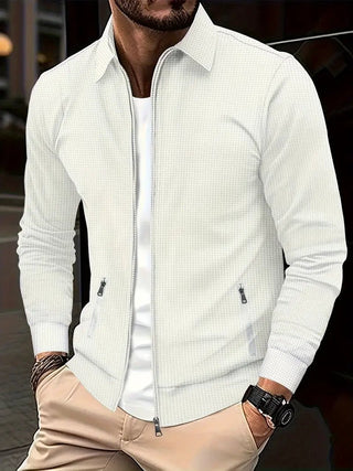 Strickjacke Herren mit Reißverschluss in Weiß