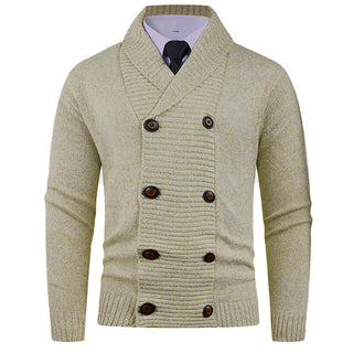 Strickjacke Herren Schalkragen in Apricot