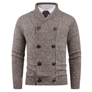 Strickjacke Herren Schalkragen in Kaffeebraun