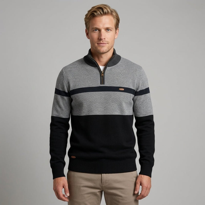 Strickpullover Herren Quarter Zip Color Block