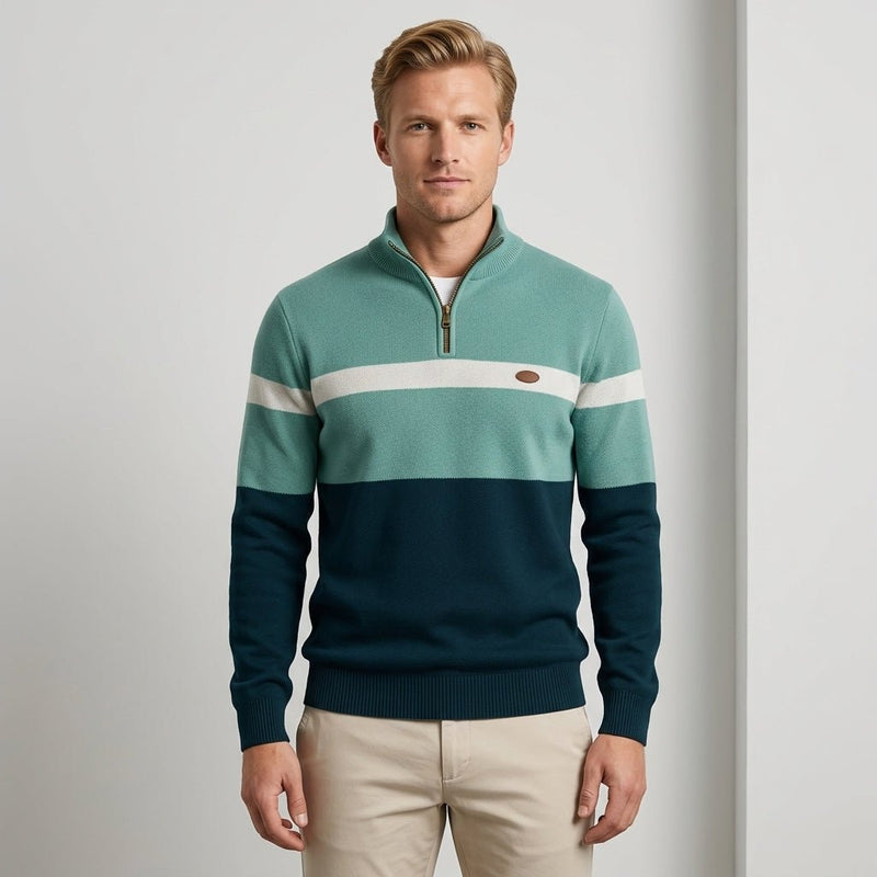 Strickpullover Herren Quarter Zip Color Block