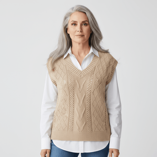 Strickweste Damen V - Ausschnitt - Cecile LavelleBeige