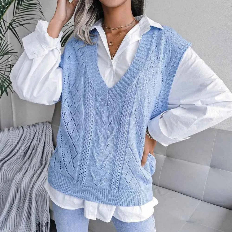 Strickweste Damen V-Ausschnitt