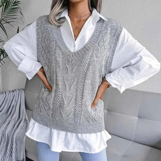 Strickweste Damen V - Ausschnitt - Cecile LavelleBlau