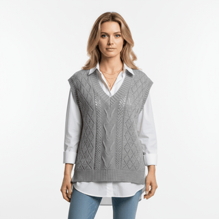 Strickweste Damen V - Ausschnitt - Cecile LavelleGrau
